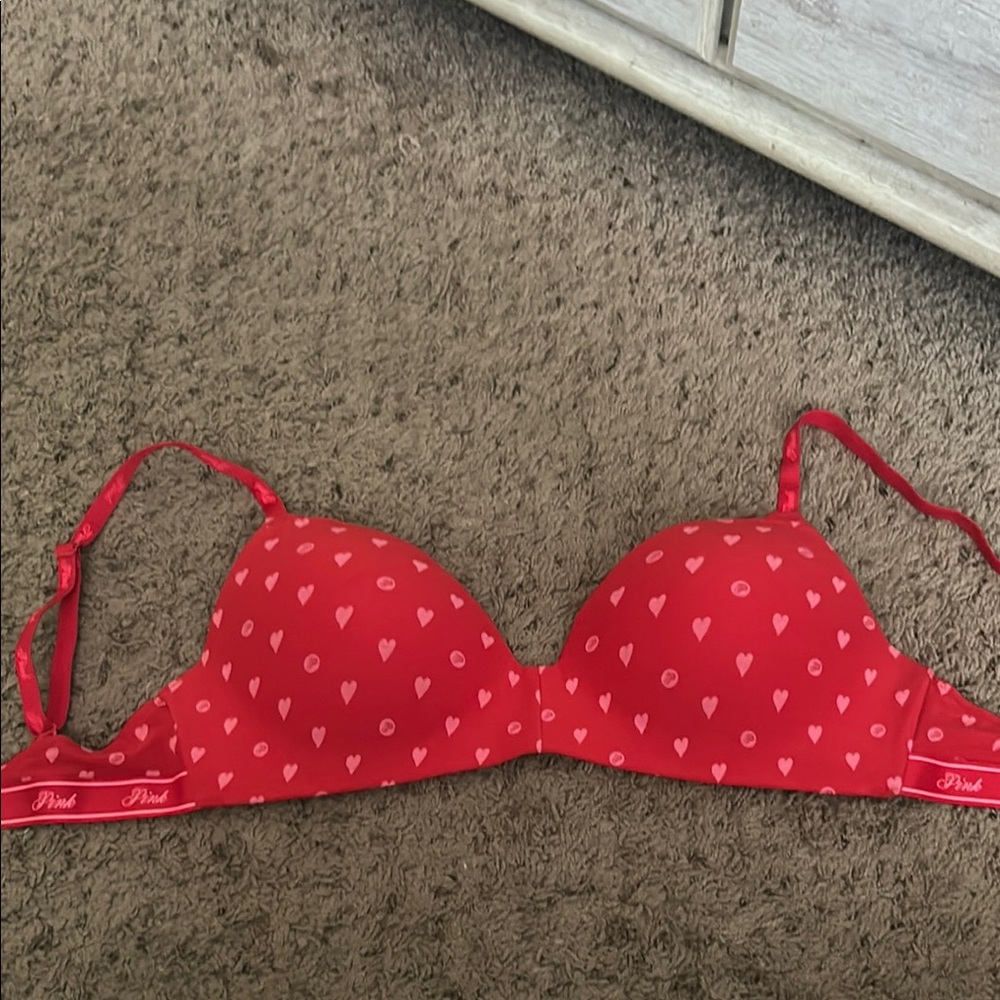 PINK Victoria's Secret Heart Print Wear Everywhere Wireless Lightly Lined Bra